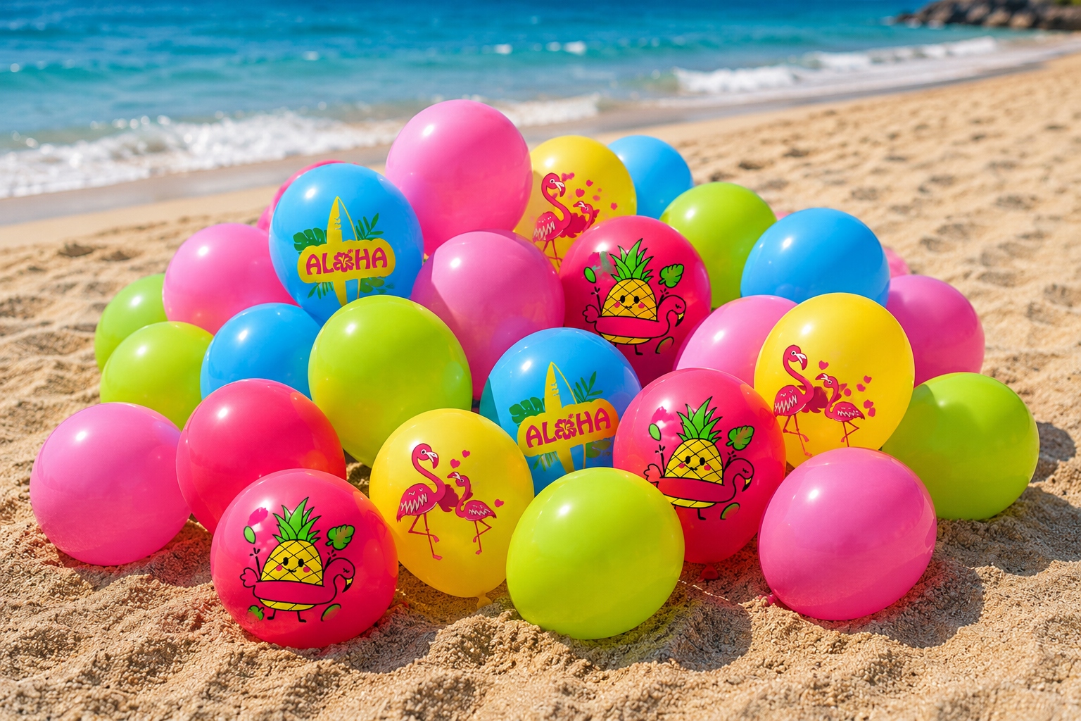 Balony lateksowe Aloha Hawaje Summer Lato mix 31 sztuk A65 - obrazek 2