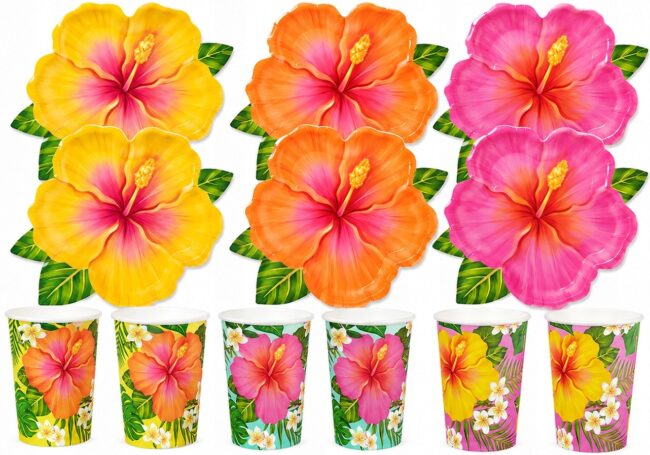 Zestaw imprezowy Talerzyki Kubeczki hawaje aloha