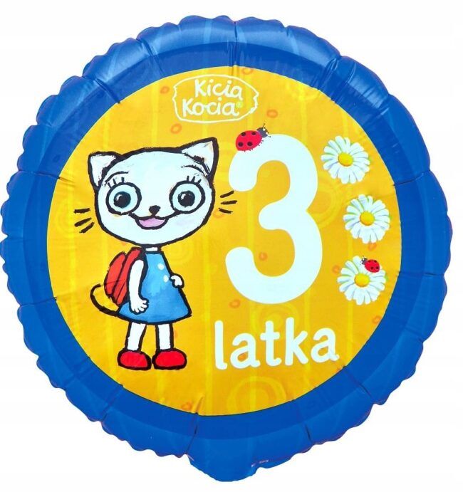 Balon foliowy okrągły Kicia Kocia 3 Latka