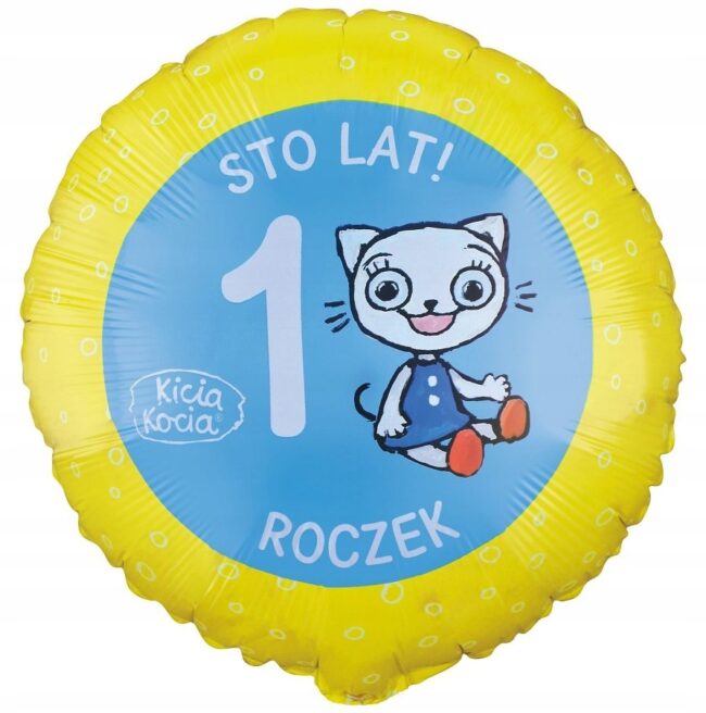 Balon foliowy okrągły Kicia Kocia Roczek