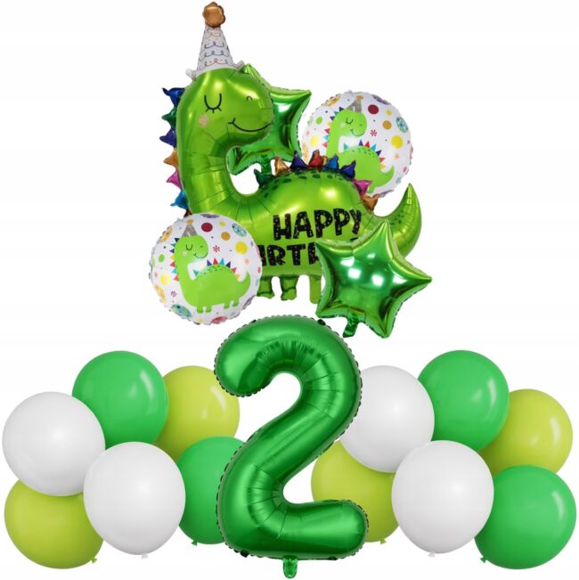 Zestaw urodzinowy Balony Balon Dinozaur 2 Urodziny Dekoracje