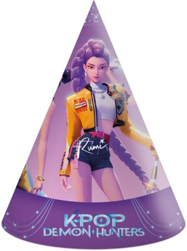 Czapeczki papierowe urodzinowe K-POP DEMON HUNTERS 6 sztuk Urodziny