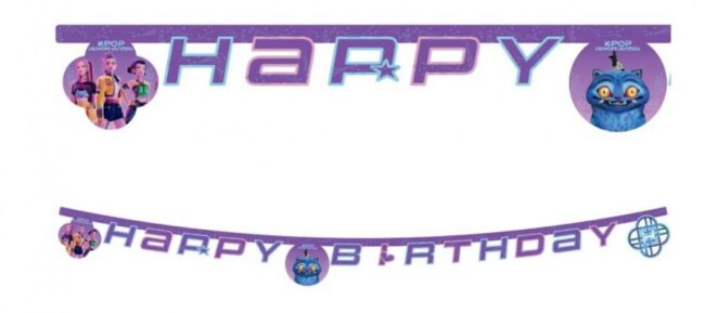 Baner papierowy HAPPY BIRTHDAY K-POP DEMON HUNTERS Urodziny
