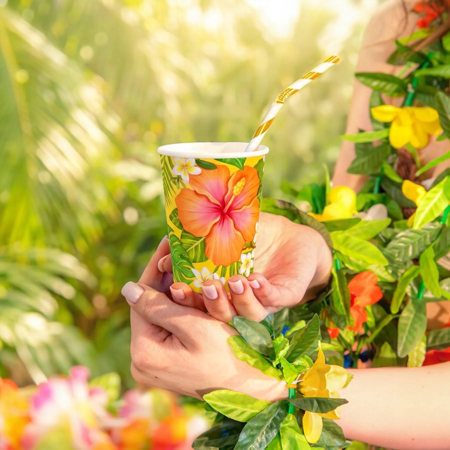 Zestaw imprezowy Talerzyki Kubeczki po 6 sztuk ALOHA Hawaje Summer Lato - obrazek 2